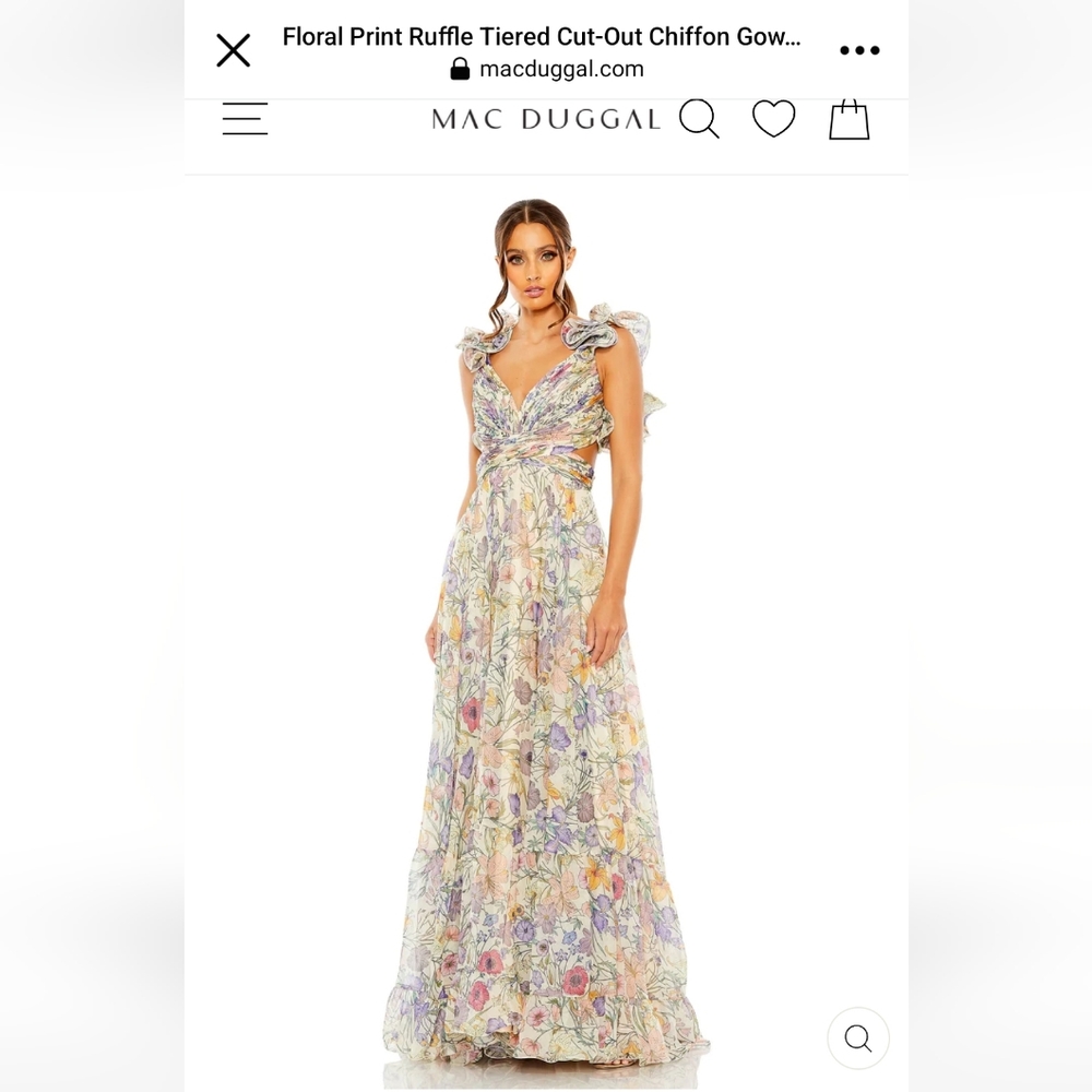 Mac Duggal: Floral ruffle chiffon gown